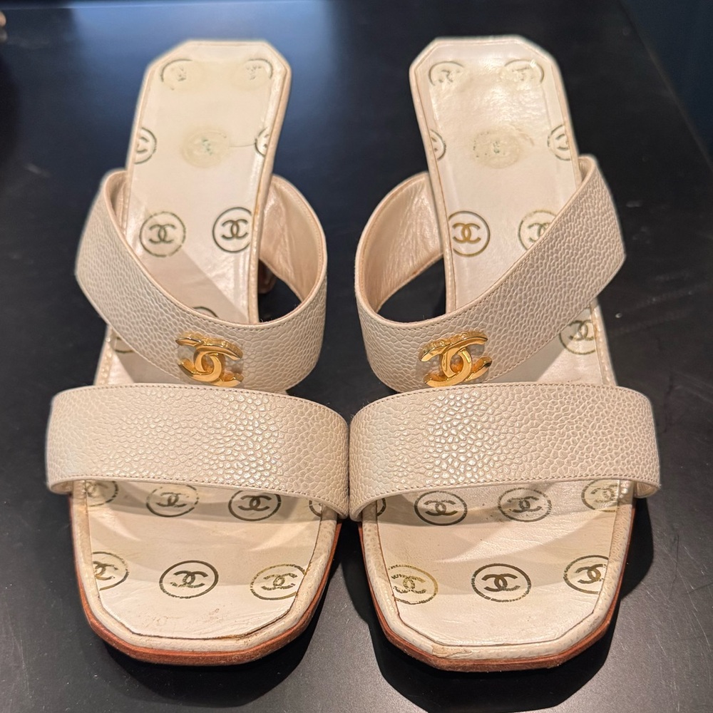 CHANEL Beige Women's Sandals